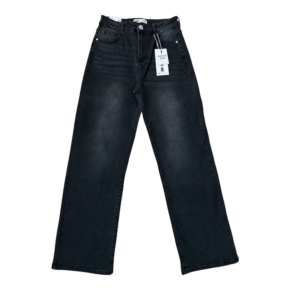 Katch Me Wide Leg Jeans Black Wash UK 10/EUR‎ 38/US 26-27" WAIST Size 4-6